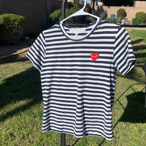 Comme des Garçons striped classic short sleeve t-shirt.